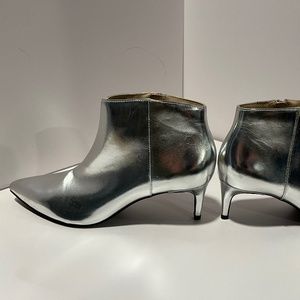Shiny Silver Ankle Boots